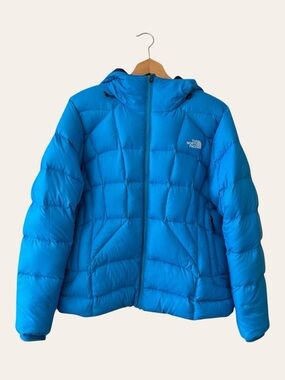 The North Face Destiny Down Hooded Puffer Jacket Acoustic Blue Extra Large Women